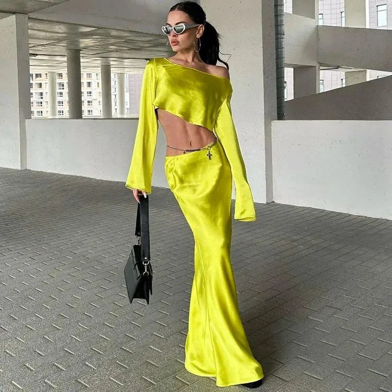 Off Shoulder Maxi Dress with Long Sleeves