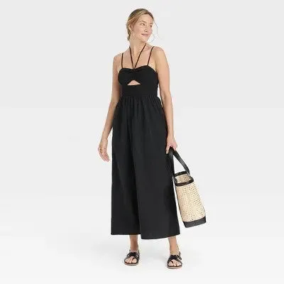 Open Box - Universal Thread Women's Smocked Cut-Out Maxi Dress Casual Sundress