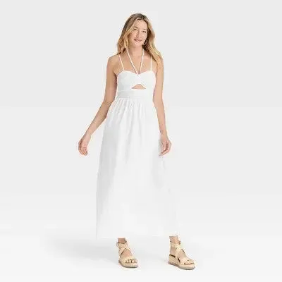 Open Box - Universal Thread Women's Smocked Cut-Out Maxi Dress Casual Sundress
