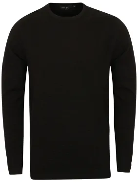 Redrow Crew Neck Knitted Jumper in Black - Dissident