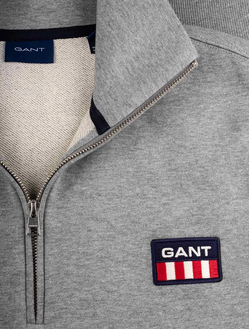 Retro Shield Half Zip Sweat Grey Melange