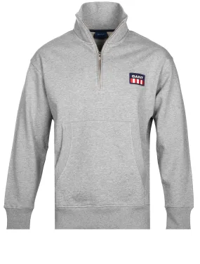 Retro Shield Half Zip Sweat Grey Melange