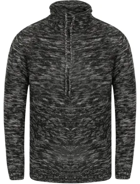 Savoy Colour Twist Jumper With Snood Neck In Black Mist / Charcoal - Dissident