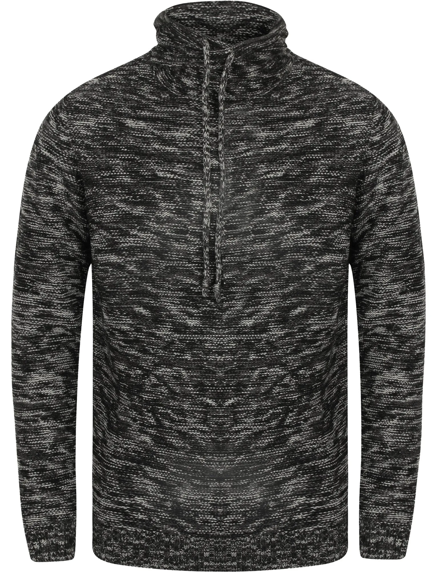 Savoy Colour Twist Jumper With Snood Neck In Black Mist / Charcoal - Dissident