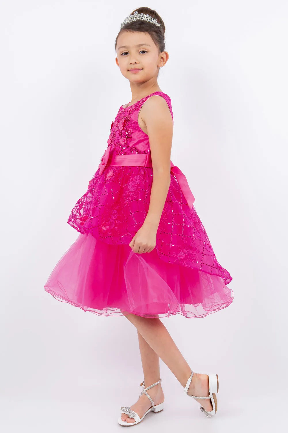 Sleeveless Sequin Layered Girl Party Dress by Cinderella Couture USA AS9131