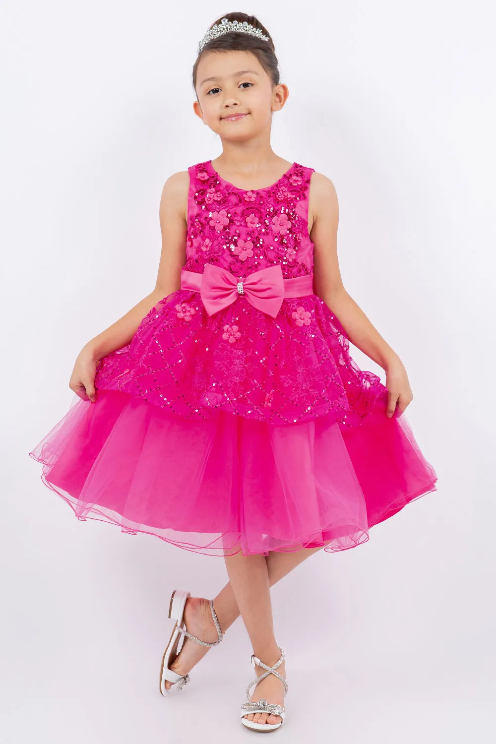 Sleeveless Sequin Layered Girl Party Dress by Cinderella Couture USA AS9131