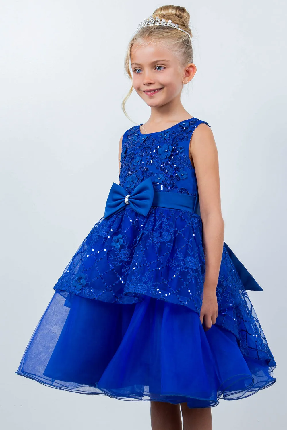 Sleeveless Sequin Layered Girl Party Dress by Cinderella Couture USA AS9131