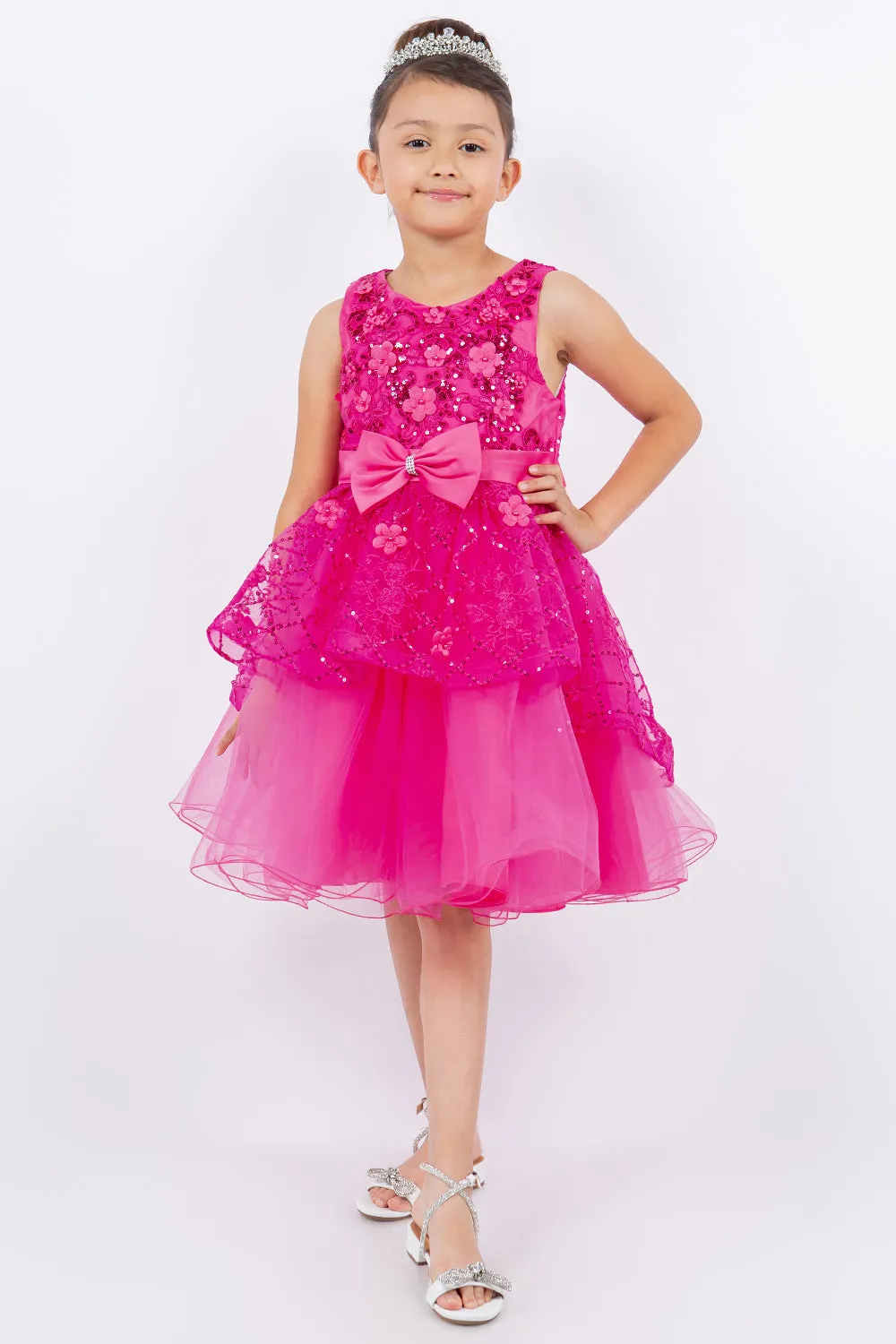 Sleeveless Sequin Layered Girl Party Dress by Cinderella Couture USA AS9131