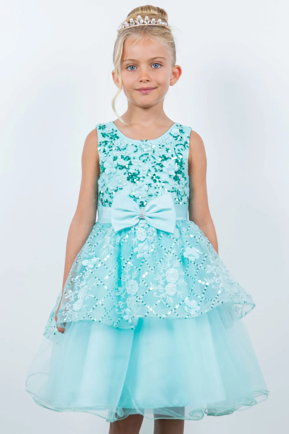 Sleeveless Sequin Layered Girl Party Dress by Cinderella Couture USA AS9131