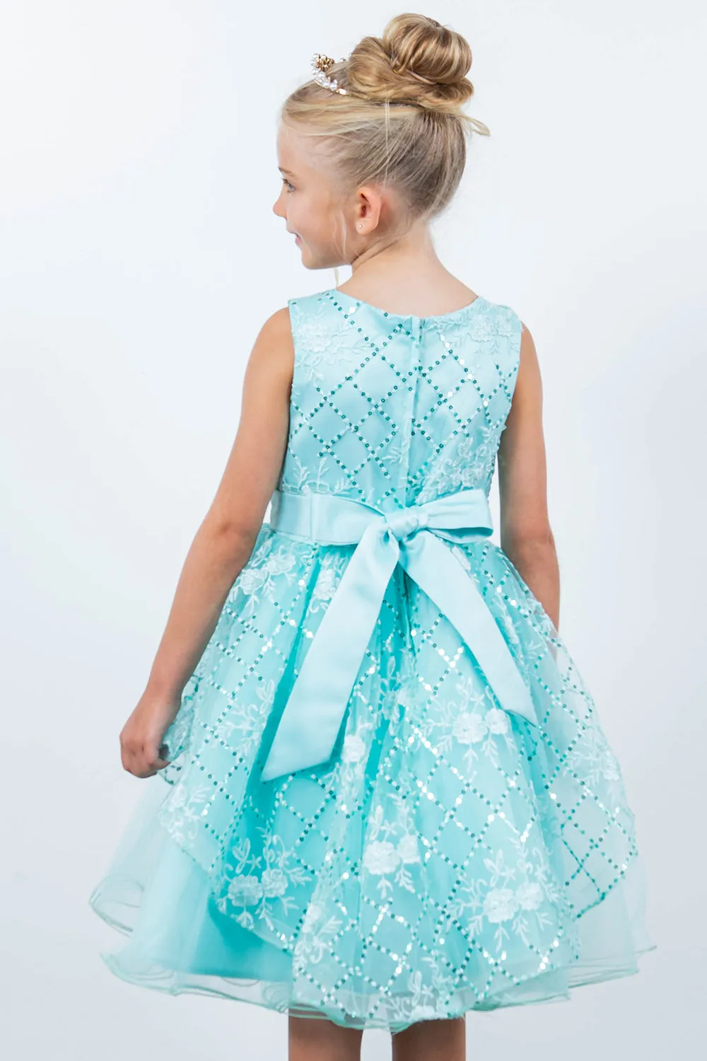 Sleeveless Sequin Layered Girl Party Dress by Cinderella Couture USA AS9131