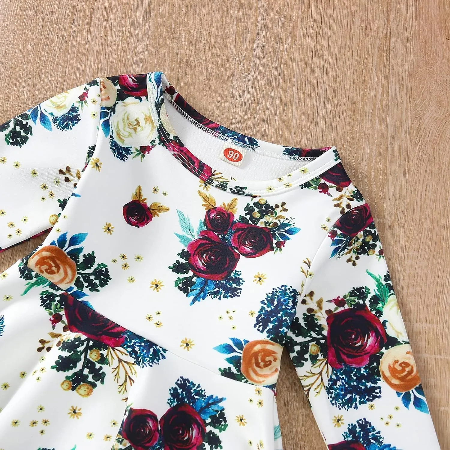 Toddler-Baby-Girl-Floral-Clothes-Set Tunic Dress Leggings Princess Outfit Boutique Clothing