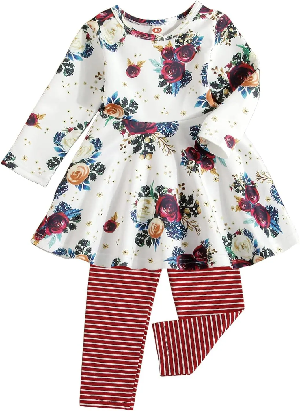 Toddler-Baby-Girl-Floral-Clothes-Set Tunic Dress Leggings Princess Outfit Boutique Clothing