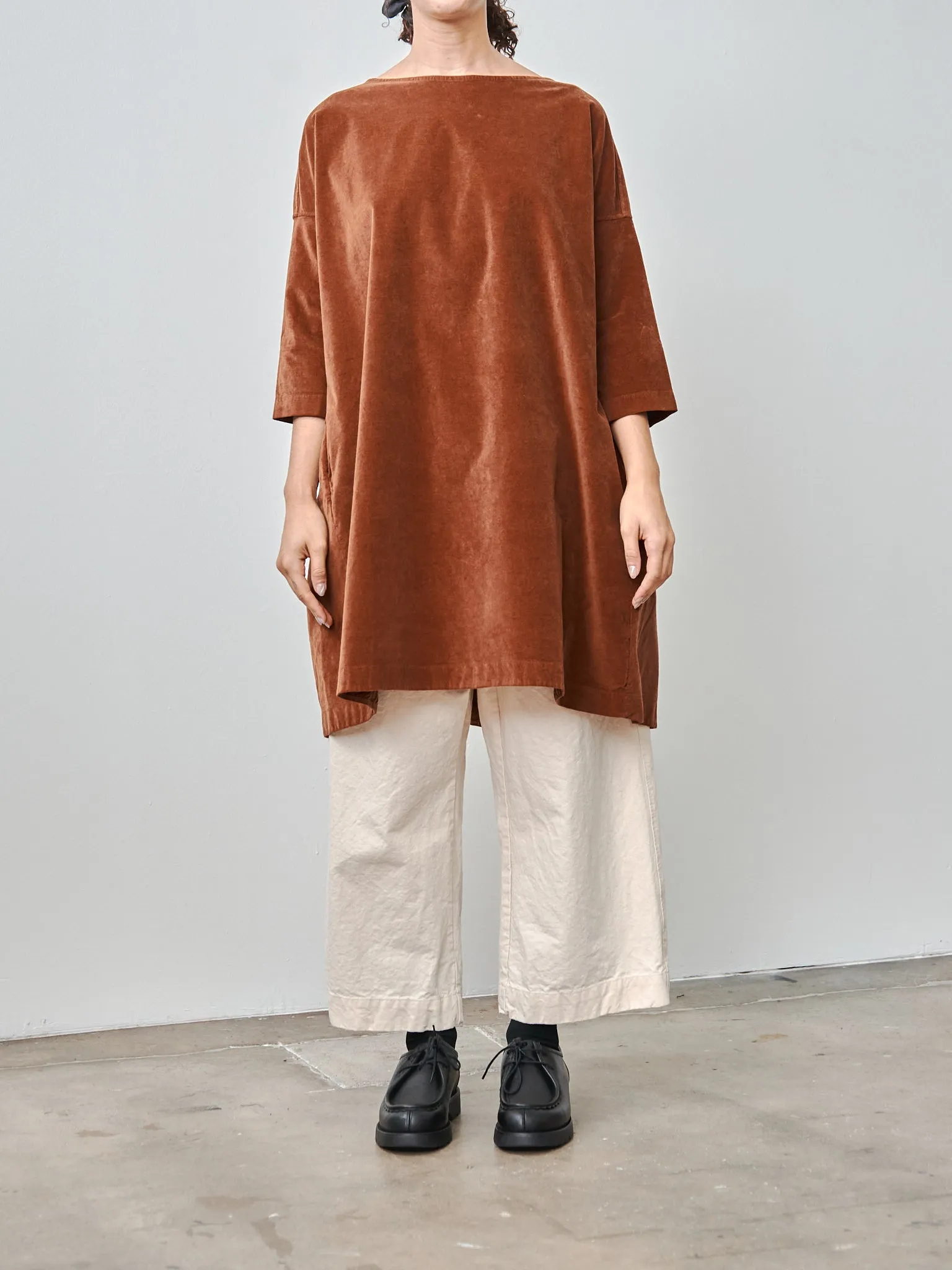 Velvet Boatneck Tunic - Rust