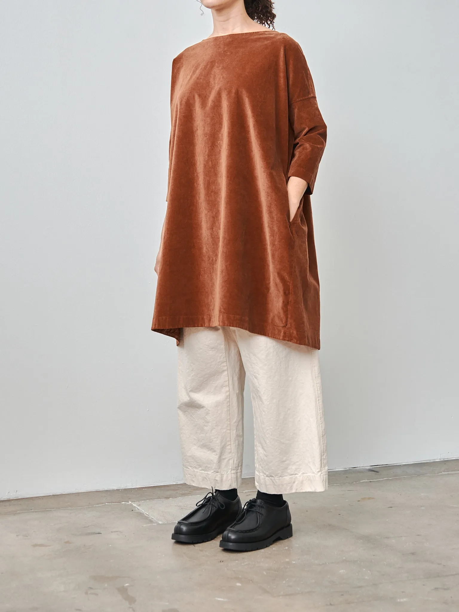 Velvet Boatneck Tunic - Rust