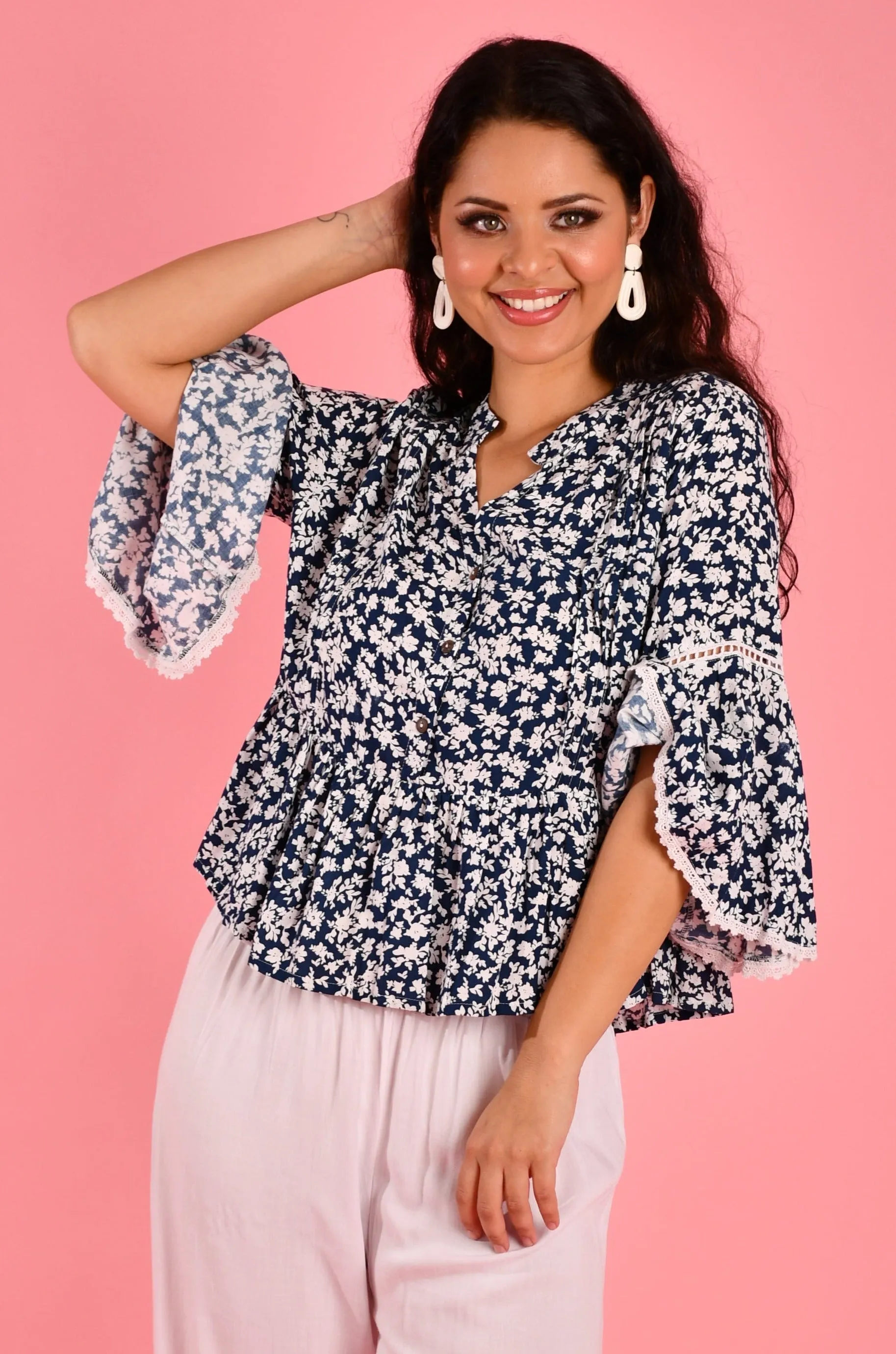 VGLT218 - MINNIE TOP - PRIMROSE NAVY