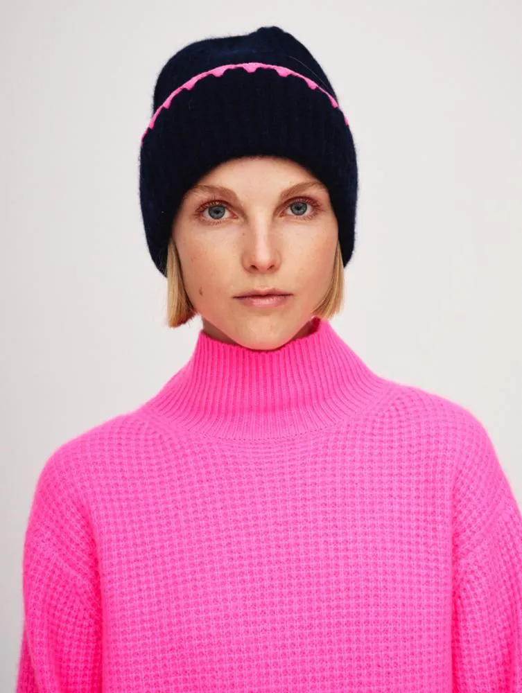 White   Warren Cashmere Crochet Trim Beanie - Multiple Colors!