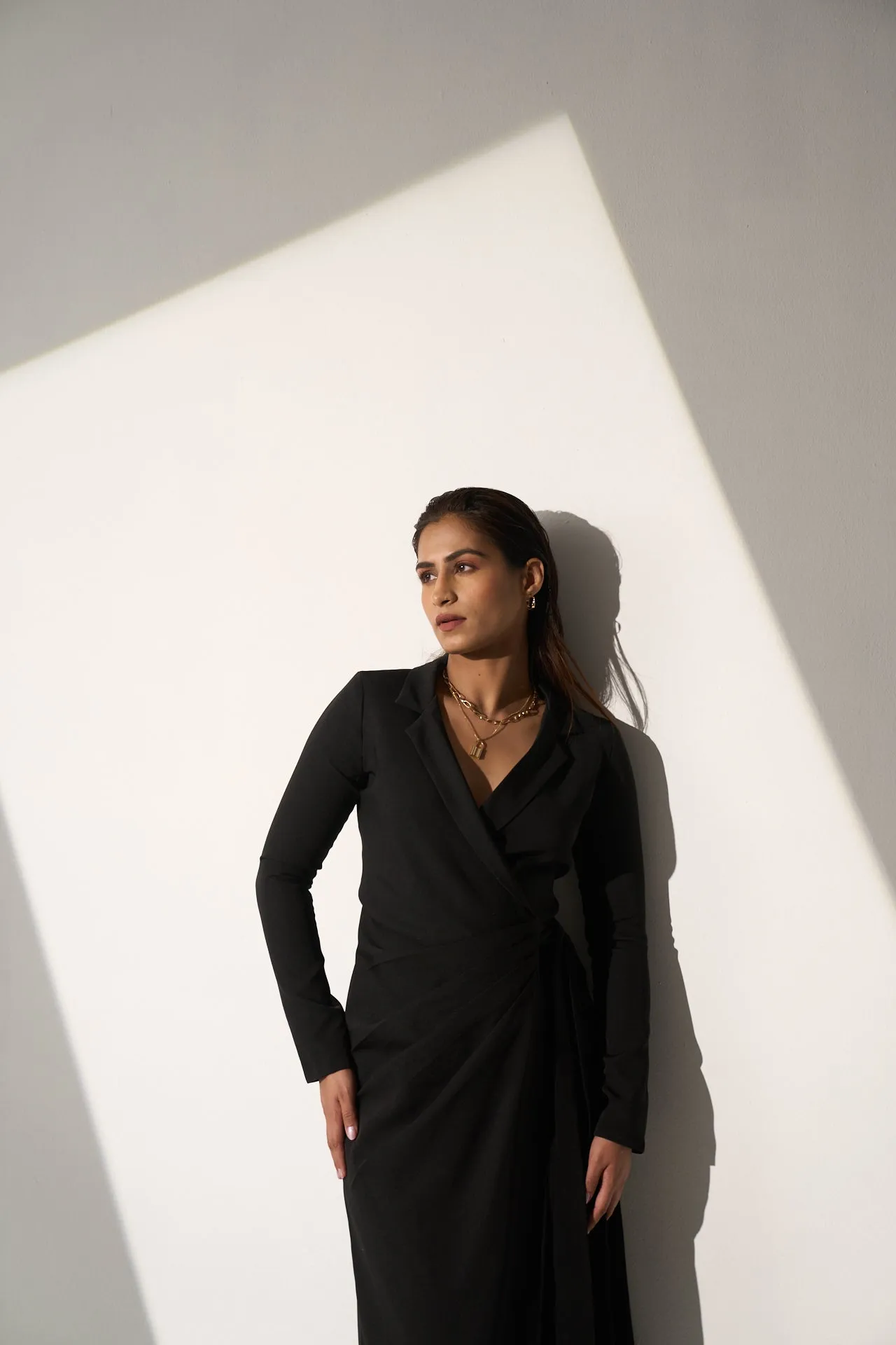 Women's Classic Long black Blazer dress
